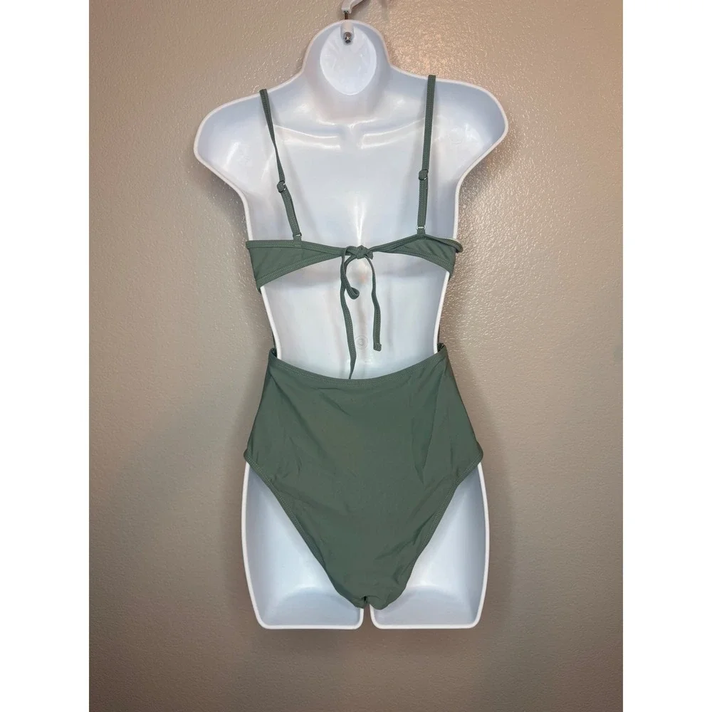Cupshe Sage Green‎ Cutout One Piece Swimsuit DAA12E4E025PP NWT Small